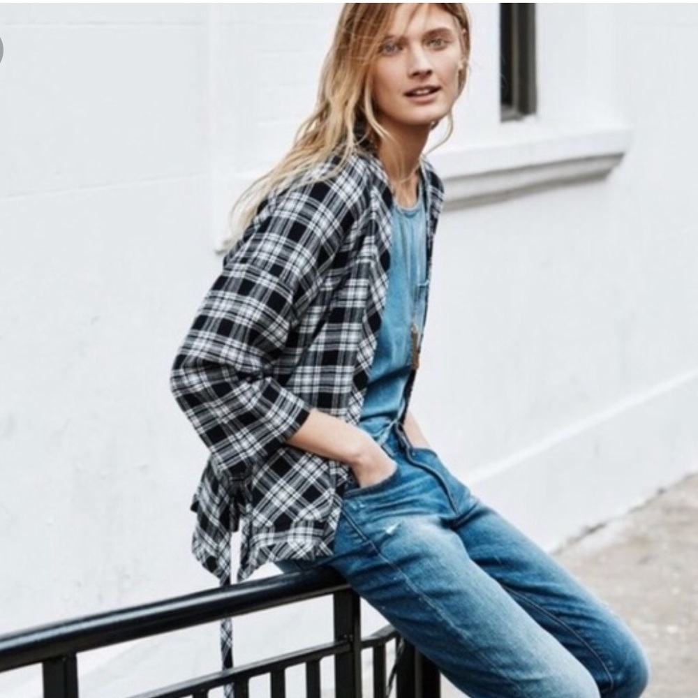 Madewell Kimono Jacket in Rigby Plaid (Size S)
